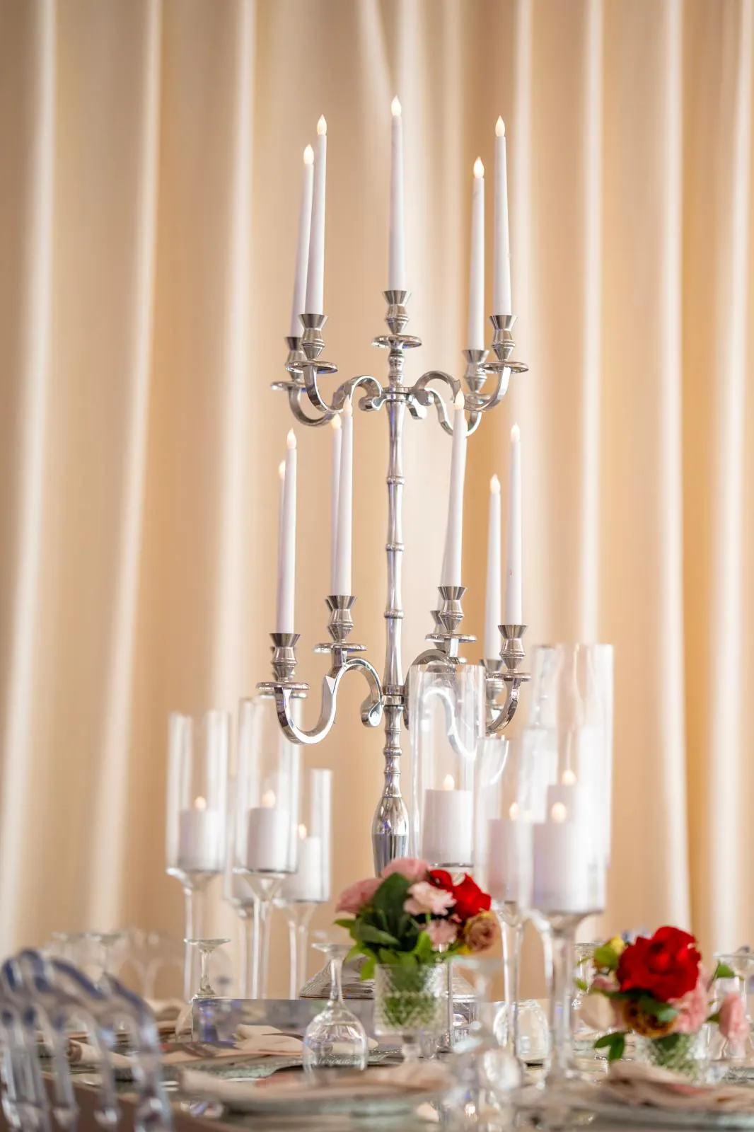Glassy 13 kafa Sultan 100 cm şamdan ve beyaz mumlar