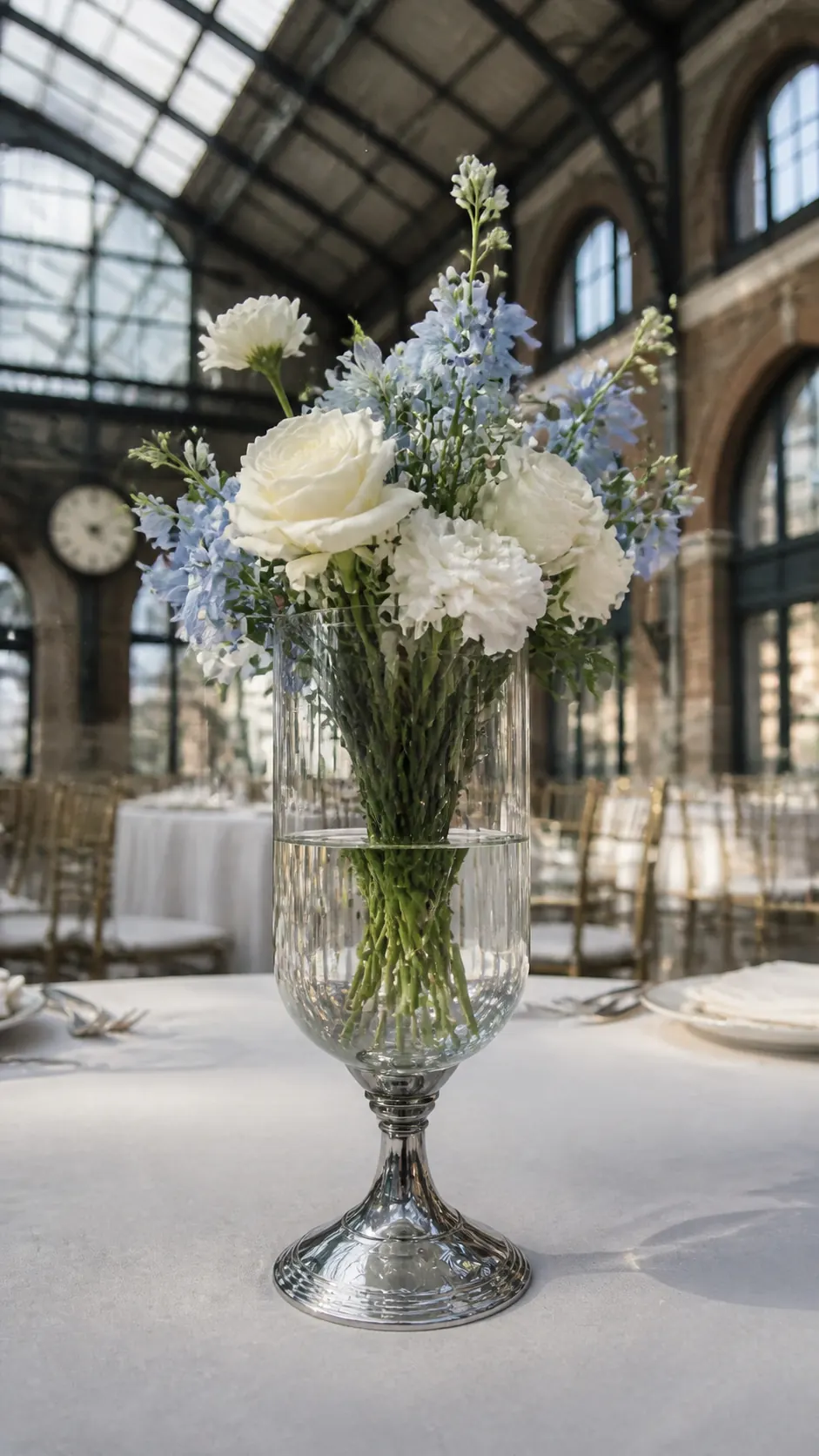 Sibel Vase with white and blue flowers