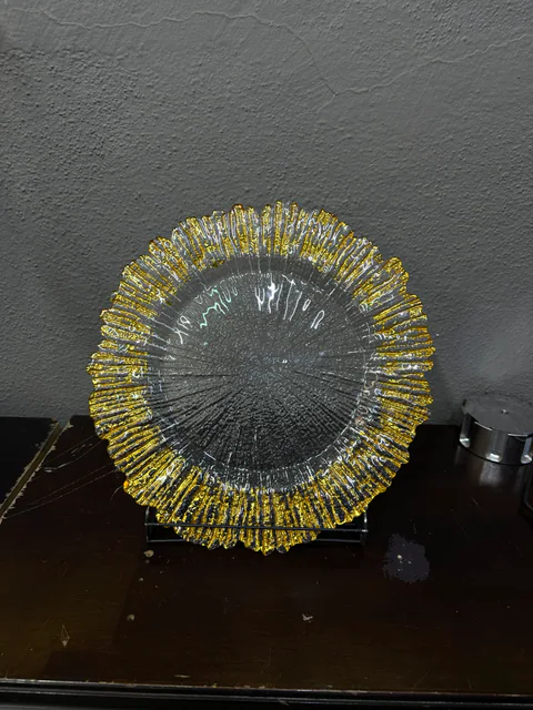 Prato marcador Samanyolu com rebordo dourado; Vidro, Ø30 cm — imagem do produto 1/4